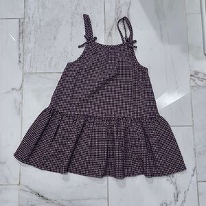 Zara Burgundy and White Gingham Dress